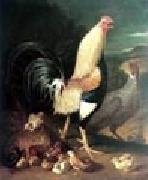 unknow artist Cock hen and chicken oil painting artist